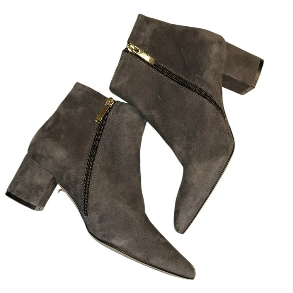 L’agence Grey Ankle Distressed Suede Boots(Size 36/6)